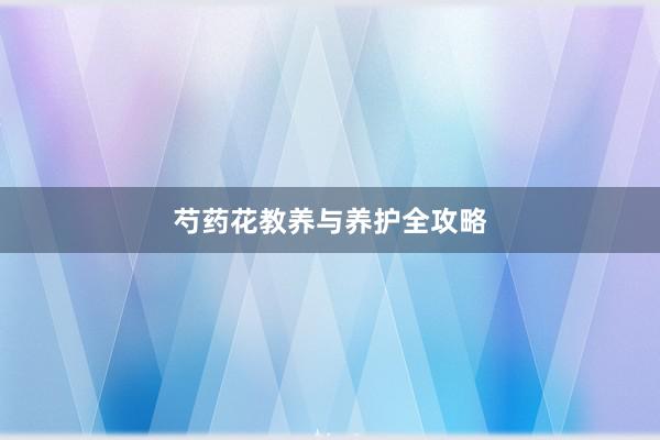 芍药花教养与养护全攻略