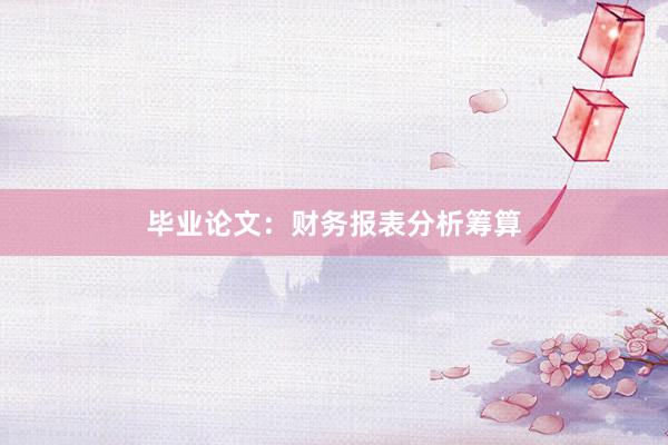 毕业论文：财务报表分析筹算